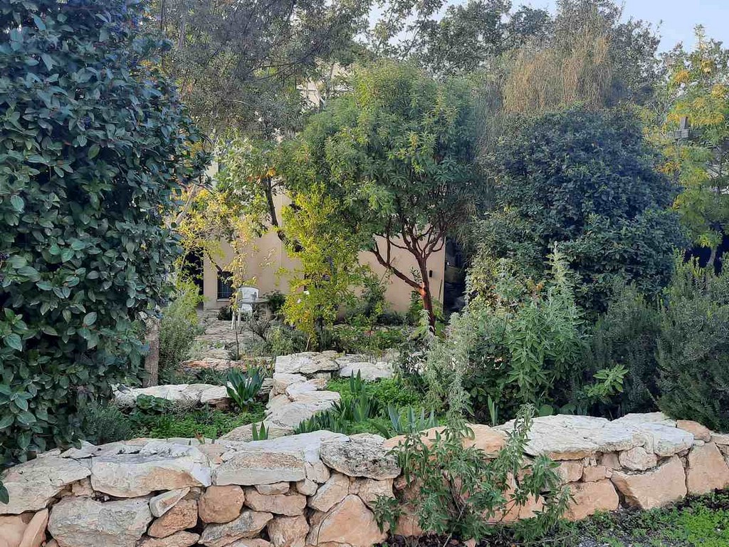 גינה פרטית משולבת בחורש הים תיכוני